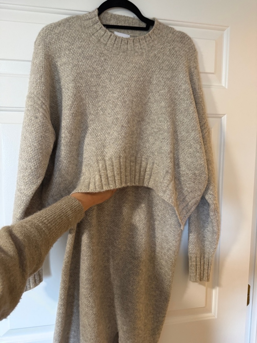 SNDYS Cozy Crewneck Cropped Sweater/Skirt Set